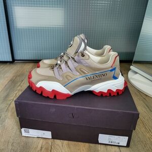 Valentino Garavani Beige and Red Sneakers